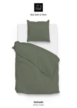 Zo!Home Satinado Bettwäsche Grasgrün -Schlafkomfort Rabattwelt zo home bettwasche satinado army green 1