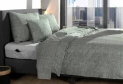 Zo!Home Lino Bettwäsche Grün -Schlafkomfort Rabattwelt zo home dekbedovertrek lino army green 5 1