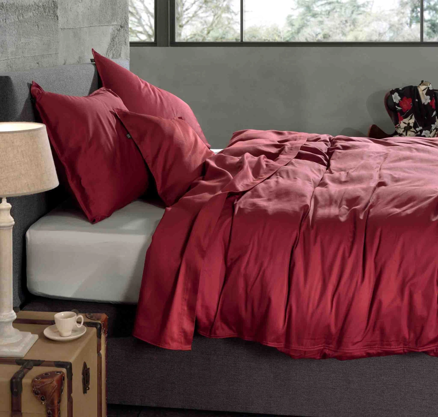 Zo!Home Satinado Bettwäsche Dunkelrot 7 Zo!Home Satinado Bettwäsche Dunkelrot – Bild 7